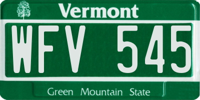 VT license plate WFV545