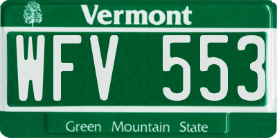 VT license plate WFV553