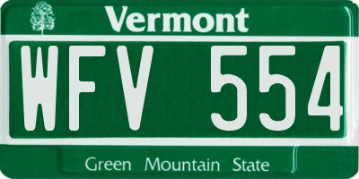 VT license plate WFV554