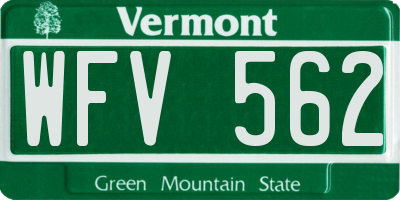 VT license plate WFV562