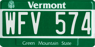 VT license plate WFV574