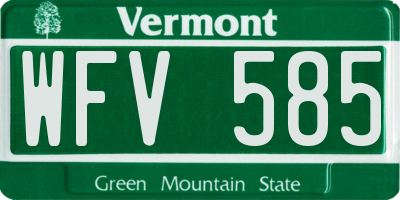 VT license plate WFV585