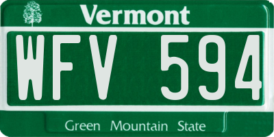 VT license plate WFV594