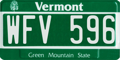 VT license plate WFV596