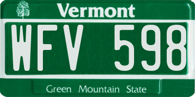 VT license plate WFV598