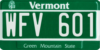 VT license plate WFV601