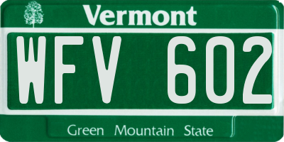 VT license plate WFV602