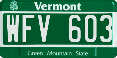 VT license plate WFV603