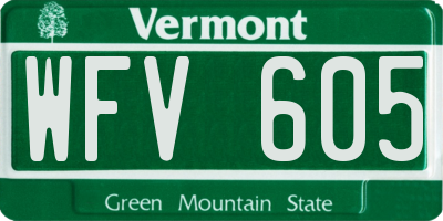 VT license plate WFV605