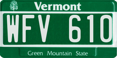 VT license plate WFV610