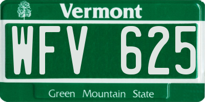 VT license plate WFV625