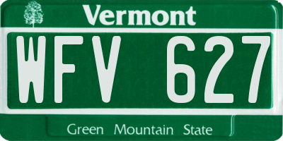 VT license plate WFV627