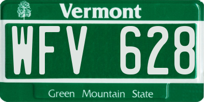 VT license plate WFV628