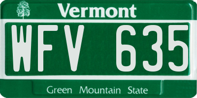 VT license plate WFV635