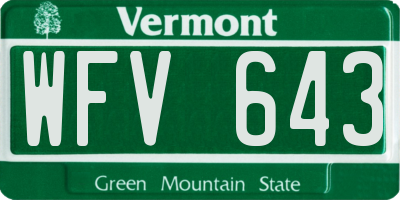 VT license plate WFV643