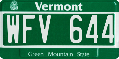 VT license plate WFV644