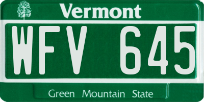 VT license plate WFV645