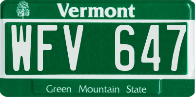 VT license plate WFV647