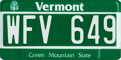 VT license plate WFV649
