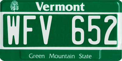 VT license plate WFV652