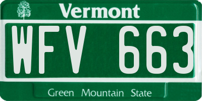 VT license plate WFV663