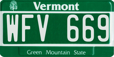 VT license plate WFV669