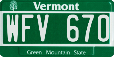 VT license plate WFV670