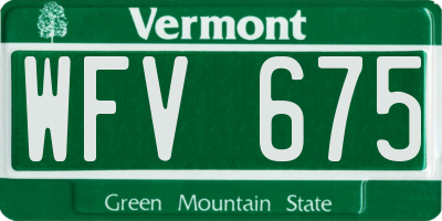 VT license plate WFV675