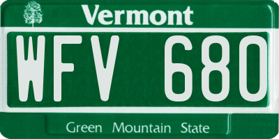 VT license plate WFV680