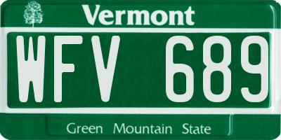 VT license plate WFV689