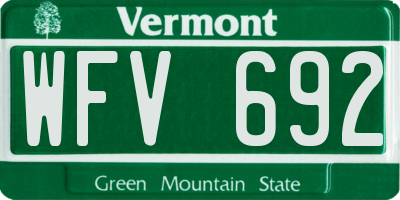 VT license plate WFV692
