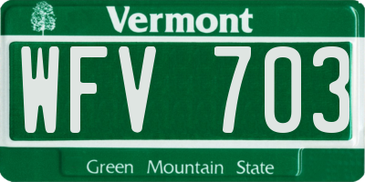 VT license plate WFV703