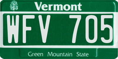 VT license plate WFV705