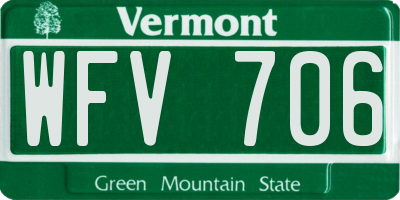 VT license plate WFV706