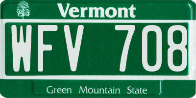 VT license plate WFV708