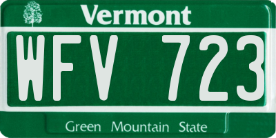 VT license plate WFV723