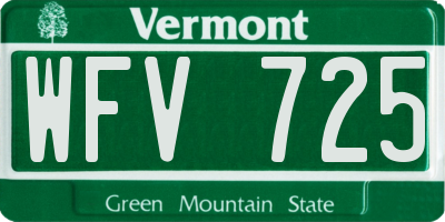 VT license plate WFV725