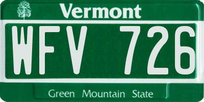 VT license plate WFV726