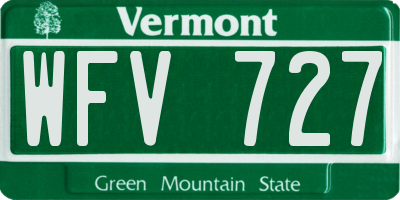 VT license plate WFV727
