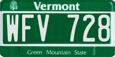 VT license plate WFV728