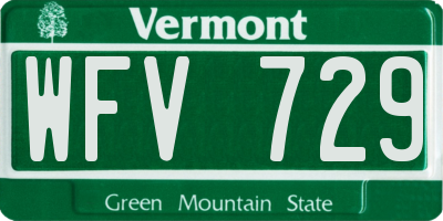VT license plate WFV729