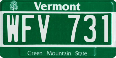 VT license plate WFV731