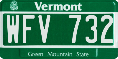VT license plate WFV732