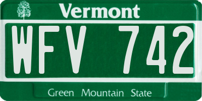 VT license plate WFV742