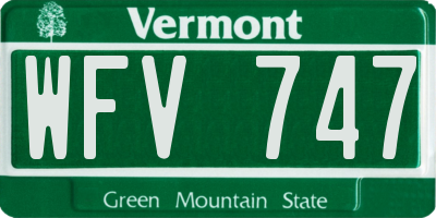 VT license plate WFV747