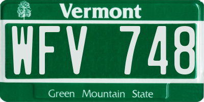 VT license plate WFV748