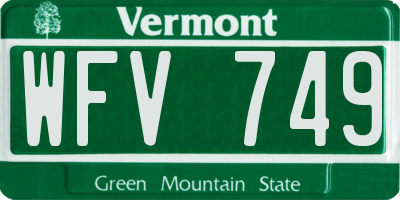 VT license plate WFV749