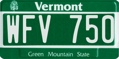 VT license plate WFV750