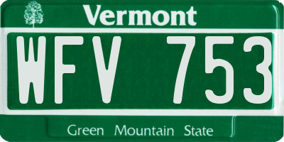 VT license plate WFV753