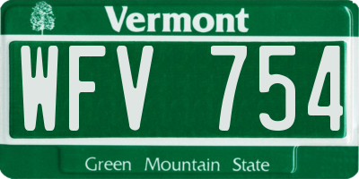 VT license plate WFV754